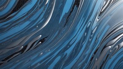 The primary subject of the image is a blue, swirling, and wavy pattern. The setting is a blue background, and the visual style appears to be a digital art or illustration. The dominant colors are blue and white, creating a calming and serene atmosphere.