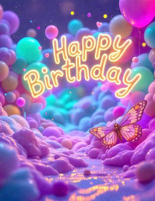 Happy birthday butterfly: A colorful and happy birthday sign with a butterfly on it.