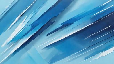 The primary subject of the image is a blue and white abstract art piece. The setting is a blue background, and the visual style appears to be a digital art or illustration. The dominant colors are blue and white, creating a calm and serene atmosphere.