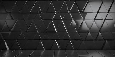 The primary subject of the image is a black and white patterned wall. The setting is a dark room with a black background. The visual style is a patterned wall, which gives the image a modern and artistic appearance. The dominant colors are black and white, creating a moody and dramatic atmosphere.