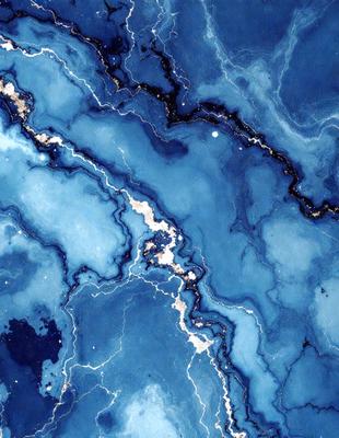 The primary subject of the image is a blue and white marble-like pattern. The setting is a blue background, which creates a striking contrast with the pattern. The visual style is a combination of a photo and digital art, giving the image a unique and artistic appearance. The dominant colors are blue and white, creating a calming and serene atmosphere.