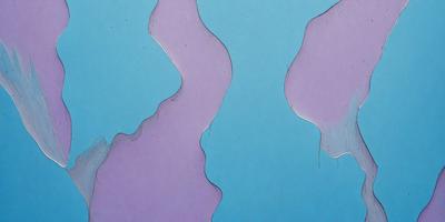 The primary subject of the image is a purple and blue painting, which features a flowing design. The setting is a blue background, and the visual style appears to be a combination of digital art and illustration. The colors and mood of the painting are vibrant and lively, creating a sense of movement and energy.