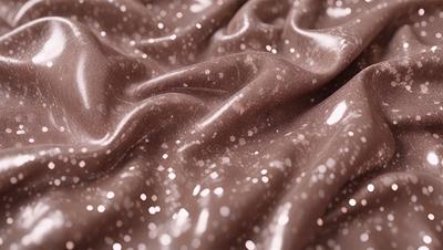 The primary subject of the image is a piece of fabric, which appears to be a brown or dark-colored material. The setting is a close-up view of the fabric, showcasing its texture and pattern. The visual style is a detailed, up-close representation of the fabric. The colors and mood of the image are predominantly dark, with the fabric being the main focus.