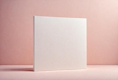 The primary subject of the image is a white cardboard box. The box is placed on a pink surface, which serves as the setting and background of the scene. The visual style of the image is a photo, capturing the details of the box and the pink surface. The colors and mood of the image are predominantly pink, creating a warm and inviting atmosphere.