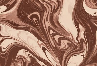 The primary subject of the image is a close-up of a brown and white swirling pattern, which appears to be a piece of art or a decorative design. The setting is a wall, and the visual style is a combination of a photo and a digital art or illustration. The dominant colors are brown and white, creating a warm and inviting atmosphere.