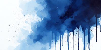 The primary subject of the image is a blue cloud with dripping paint, giving it a watercolor-like appearance. The setting is a blue sky, and the visual style is a combination of digital art and illustration. The dominant colors are blue and white, creating a calm and serene atmosphere.