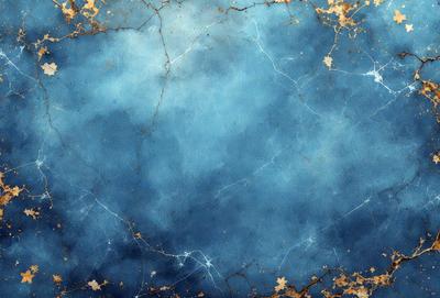 The primary subject of the image is a blue and gold marbled wallpaper. The setting is a blue and gold marbled wallpapered room. The visual style is a digital art or illustration, as the image is a close-up of the wallpaper. The colors and mood are warm and inviting, with the blue and gold colors creating a sense of luxury and elegance.