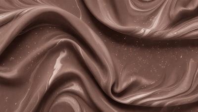 The primary subject of the image is a close-up of a chocolate-colored fabric with a swirling pattern. The setting is a dark background, which contrasts with the rich brown color of the fabric. The visual style appears to be a combination of a photo and a digital art or illustration, as the swirling pattern is intricately detailed. The colors and mood of the image are predominantly dark and moody, with the chocolate fabric serving as the focal point.