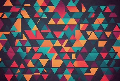 The primary subject of the image is a colorful, geometric pattern. The setting is a black and orange background, which contrasts with the vibrant colors of the pattern. The visual style is a combination of digital art and illustration, creating a unique and eye-catching design. The dominant colors are orange, black, and various shades of green, giving the pattern a lively and energetic atmosphere.