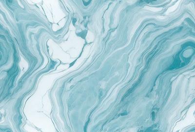 The primary subject of the image is a blue and white marbled tile. The setting is a bathroom, as indicated by the presence of the marbled tile. The visual style is a close-up of the tile, showcasing its intricate design. The dominant colors are blue and white, creating a calm and soothing atmosphere.