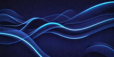 The primary subject of the image is a blue wave, which is the main focus of the scene. The setting is a dark blue background, creating a contrasting and dramatic effect. The visual style is a digital art or illustration, as the wave is depicted in a stylized and artistic manner. The dominant colors are blue and black, giving the image a moody and atmospheric feel.