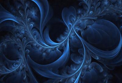 The primary subject of the image is a blue and white swirling pattern, which appears to be a digital art or illustration. The setting is a dark background, which contrasts with the swirling pattern. The visual style is a combination of digital art and illustration, creating a unique and captivating design. The colors and mood of the image are predominantly blue and white, giving it a calm and serene atmosphere.
