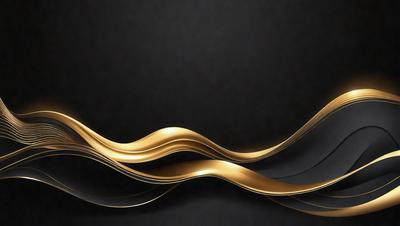 The primary subject of the image is a gold wave pattern. The setting is a dark background, which contrasts with the gold wave pattern. The visual style is a digital art or illustration, creating a unique and eye-catching design. The dominant colors are gold and black, giving the image a modern and sophisticated appearance.