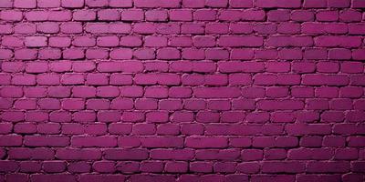 The primary subject of the image is a brick wall, which is the main object, scene, or focus of the image. The setting/background is a purple brick wall, and the visual style is a photo. The dominant colors and overall atmosphere are purple and pink, giving the wall a unique and vibrant appearance.