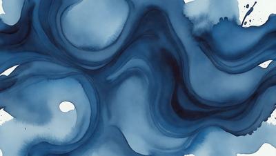 The primary subject of the image is a blue painting featuring a swirling, abstract design. The setting is a blue background, which complements the artwork. The visual style is a painting, showcasing the artist's skill in creating a captivating and unique piece of art. The colors and mood of the painting are predominantly blue, creating a serene and calming atmosphere.