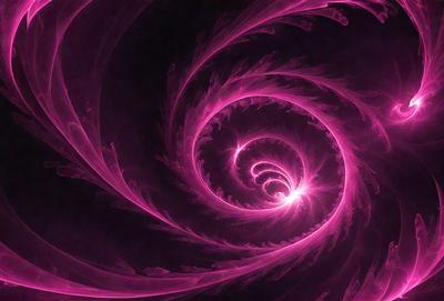 The primary subject of the image is a spiral pattern, which is the main object, scene, or focus of the image. The spiral pattern is set against a purple background, creating a visually striking and vibrant scene. The visual style of the image is a combination of digital art and illustration, giving it a unique and artistic appearance. The dominant colors in the image are purple and pink, which contribute to the overall atmosphere and mood of the scene.