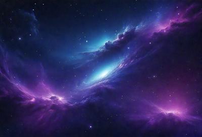 The primary subject of the image is a purple nebula, which is a cloud of gas and dust in space. The setting is a dark, star-filled sky, with the nebula being the main focus of the image. The visual style is a combination of a photo and digital art, creating a unique and captivating representation of the nebula. The colors and mood of the image are predominantly purple, giving it a serene and celestial atmosphere.