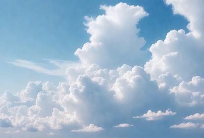 The primary subject of the image is a cloudy sky filled with various cloud formations. The setting is a blue sky, which serves as the backdrop for the clouds. The visual style of the image is a photo, capturing the beauty of the cloudy sky. The colors and mood of the image are predominantly blue and white, creating a serene and peaceful atmosphere.