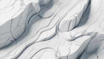 The primary subject of the image is a white marble surface with a patterned design. The setting is a white marble wall, and the visual style is a digital art or illustration. The colors and mood of the image are predominantly white, giving it a clean and elegant appearance.