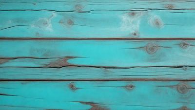 The primary subject of the image is a wooden plank with a blue color. The setting is a wooden surface, and the visual style appears to be a photo. The dominant colors are blue and brown, creating a calm and natural atmosphere.