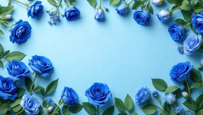 Primary subject: Blue flowers
Setting/background: Blue wall
Visual style: Photo
Colors and mood: Blue and calm