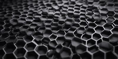 The primary subject of the image is a close-up of a black and white patterned surface, which appears to be a textured material or a patterned wallpaper. The setting is a black background, which contrasts with the patterned surface. The visual style is a close-up, which emphasizes the intricate details of the pattern. The colors and mood of the image are predominantly black and white, giving it a classic and timeless feel.