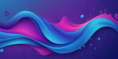 The primary subject of the image is a blue and purple ocean wave. The setting is a blue background, which creates a vibrant and lively atmosphere. The visual style is a digital art or illustration, as the wave is depicted in a detailed and artistic manner. The dominant colors are blue and purple, which evoke a sense of calmness and tranquility.