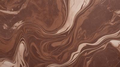 The primary subject of the image is a brown marble-like surface with a swirling pattern. The setting is a close-up of the marble, showcasing its intricate design. The visual style is a realistic representation of the marble, capturing its natural texture and patterns. The colors and mood of the image are warm and earthy, with the brown marble being the dominant color.