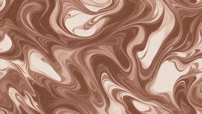 The image features a brown and white patterned wallpaper with a swirling design. The primary subject is the wallpaper, which is the main focus of the image. The setting is indoors, likely in a room with a wall that has been decorated with the patterned wallpaper. The visual style is a combination of a photo and a patterned design, creating a unique and eye-catching appearance. The colors and mood of the image are warm and inviting, with the brown and white colors complementing each other