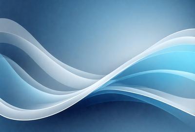 The primary subject of the image is a blue wave pattern. The setting is a blue background, and the visual style appears to be a digital art or illustration. The dominant colors are blue and white, creating a calm and soothing atmosphere.
