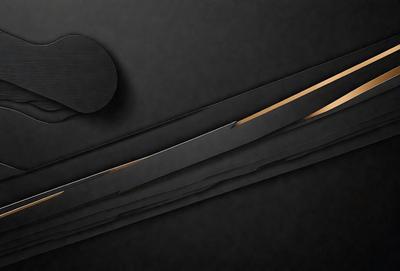 The primary subject of the image is a pair of scissors. The scissors are made of metal and are placed on a black surface. The setting appears to be a dark room, and the visual style is a close-up of the scissors. The colors in the image are predominantly black, giving the scene a moody atmosphere.