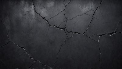 The primary subject of the image is a large crack in the pavement. The setting is a black and white photo, which gives the image a classic and timeless appearance. The visual style is a close-up of the crack, emphasizing its texture and details. The colors and mood of the image are predominantly black and white, creating a sense of depth and contrast.