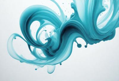 The primary subject of the image is a blue and white swirl, which appears to be a digital art or illustration. The setting is a white background, and the visual style suggests that it is a digital creation. The dominant colors in the image are blue and white, creating a sense of movement and fluidity.