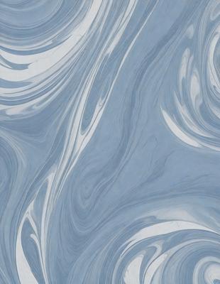The primary subject of the image is a blue and white swirling pattern, which appears to be a painting or a digital artwork. The setting is a blue background, and the visual style is a combination of photo and digital art. The dominant colors are blue and white, creating a calm and soothing atmosphere.