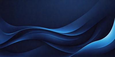 The primary subject of the image is a blue wave, which is the main focus of the scene. The setting is a dark blue background, creating a contrasting and dramatic effect. The visual style is a digital art or illustration, as the wave is depicted in a detailed and artistic manner. The dominant colors are blue and black, giving the image a calm and serene atmosphere.