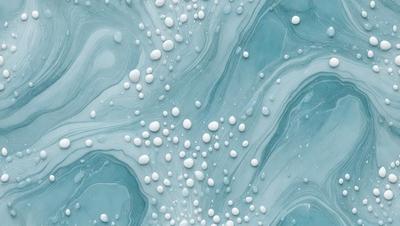 The primary subject of the image is a close-up of a blue and white marbled surface, which appears to be a painting or a digital artwork. The setting is a blue background, and the visual style is a combination of photo and digital art. The colors and mood of the image are predominantly blue and white, creating a serene and calming atmosphere.