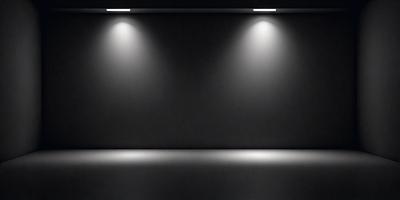 The primary subject of the image is a black wall with a light shining on it. The setting is a dark room, and the visual style is a black and white photo. The dominant colors are black and white, and the overall atmosphere is moody and dramatic.