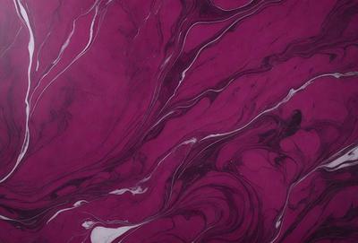 The primary subject of the image is a purple marbled wallpaper with a swirling pattern. The setting is a room with a purple marbled wall, and the visual style is a close-up of the wallpaper. The colors and mood of the image are predominantly purple, creating a calm and soothing atmosphere.
