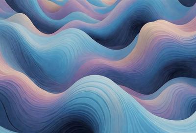 The primary subject of the image is a blue and purple ocean wave. The setting is a blue ocean with a purple wave, and the visual style is a digital art or illustration. The dominant colors are blue and purple, creating a serene and calming atmosphere.