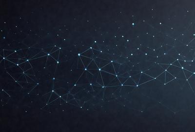 The primary subject of the image is a blue and white pattern, which appears to be a digital art or illustration. The setting is a dark background, which contrasts with the bright blue and white pattern. The visual style suggests that the image is a creative and artistic representation of a complex network or structure. The colors and mood of the image are predominantly blue and white, giving it a calm and serene atmosphere.
