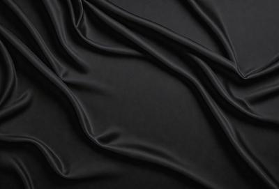 The primary subject of the image is a black fabric, which is the main object, scene, or focus of the image. The setting or background is a dark background, and the visual style is a photo. The colors and mood of the image are predominantly black, creating a moody and dramatic atmosphere.