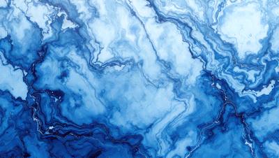 The primary subject of the image is a blue and white ocean wave. The setting is the ocean, with the wave being the main focus of the image. The visual style is a digital art or illustration, as the wave is depicted in a detailed and artistic manner. The dominant colors are blue and white, creating a serene and calming atmosphere.
