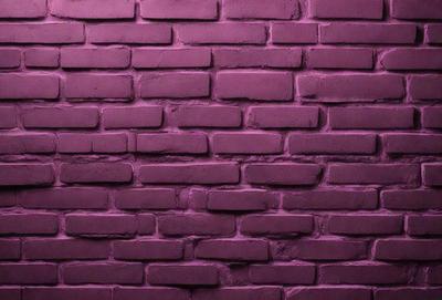 The primary subject of the image is a purple brick wall. The setting is a brick wall, and the visual style is a photo. The dominant colors are purple and red, creating a warm and vibrant atmosphere.