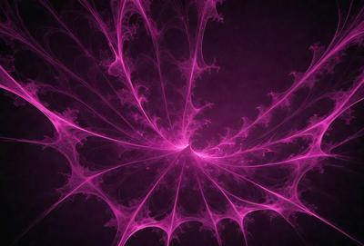 The primary subject of the image is a purple, pink, and white artistic design, which appears to be a digital art or illustration. The setting is a dark background, which contrasts with the vibrant colors of the design. The visual style suggests that the image is a creative and artistic representation, rather than a photo or a clipart. The dominant colors and overall atmosphere of the image are lively and energetic, with the purple and pink hues creating a sense of depth and contrast.