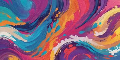 The primary subject of the image is a colorful painting or drawing featuring a mix of blue, yellow, and orange colors. The setting is a canvas or a piece of paper, and the visual style appears to be a combination of digital art and illustration. The painting or drawing has a vibrant and lively atmosphere, with the colors creating a sense of energy and movement.