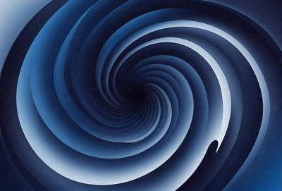 The primary subject of the image is a spiral, which is a blue and white pattern. The spiral is the main object, scene, or focus of the image. The setting or background of the image is a blue and white surface, which adds to the overall visual style. The spiral appears to be a digital art or illustration, creating a unique and eye-catching pattern. The colors and mood of the image are predominantly blue and white, giving it a calm and serene atmosphere.