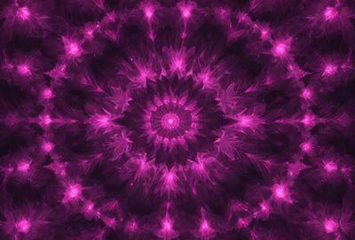 The primary subject of the image is a purple, pink, and white swirling pattern. The setting is a purple background, and the visual style appears to be a digital art or illustration. The dominant colors in the image are purple and pink, creating a vibrant and lively atmosphere.