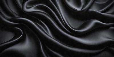 The primary subject of the image is a black fabric, which appears to be a piece of clothing or a curtain. The setting is a dark room, and the visual style is a close-up of the fabric. The colors and mood of the image are predominantly dark and moody, with the black fabric being the main focus.