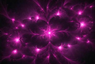 The primary subject of the image is a pink flower with a purple background. The visual style appears to be a digital art or illustration, as the flower is depicted in a vibrant and detailed manner. The colors and mood of the image are predominantly pink and purple, creating a warm and inviting atmosphere.