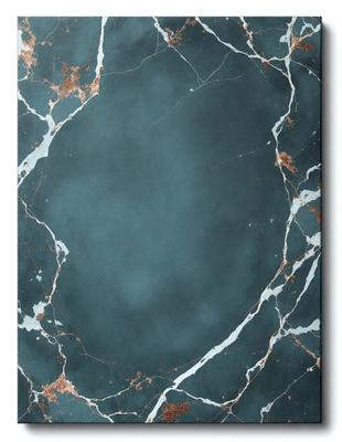 The primary subject of the image is a large, round, blue marble surface. The setting is a dark room, and the visual style is a close-up of the marble surface. The colors and mood of the image are dark and moody, with the blue marble as the main focal point.